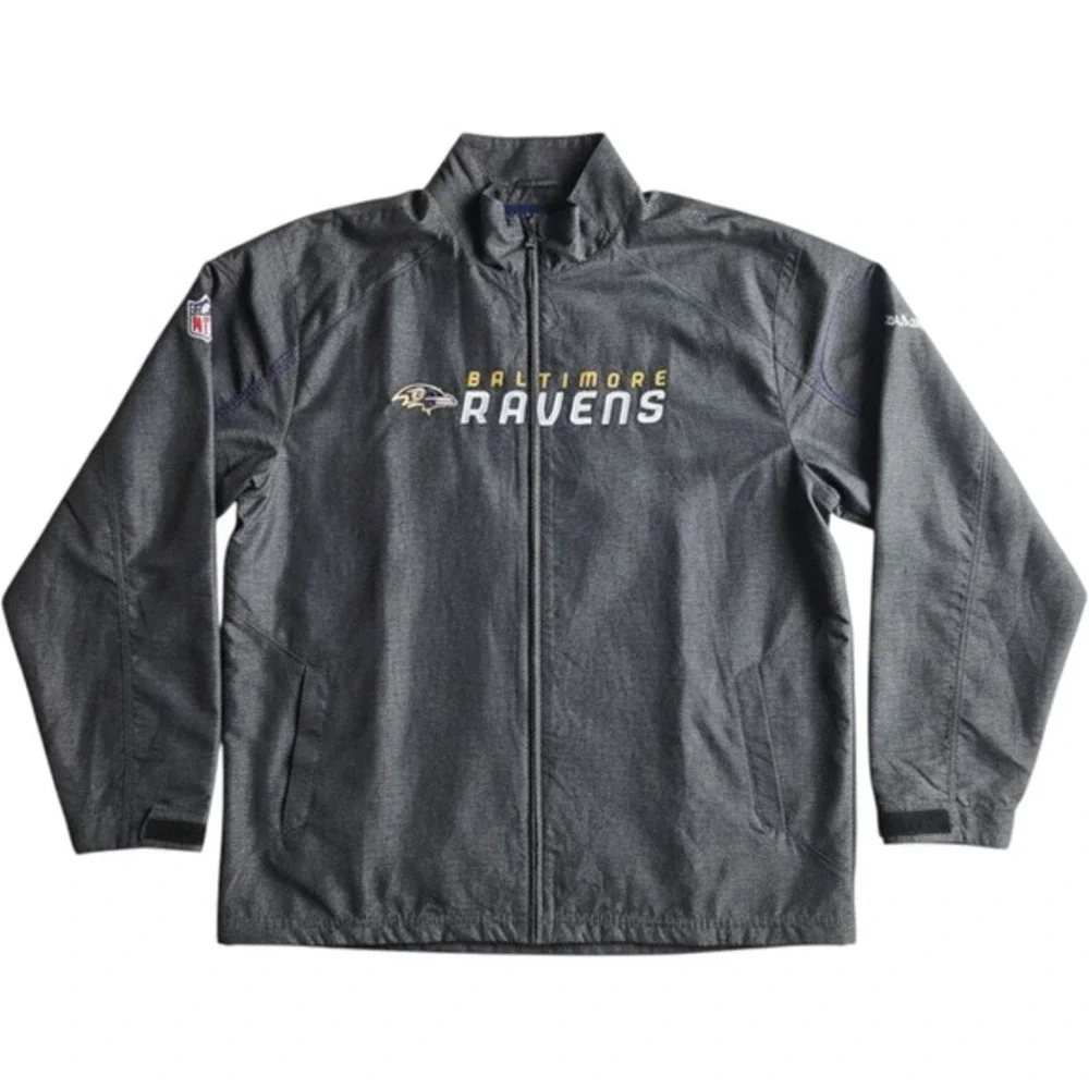 Reebok Baltimore Ravens NFL OnField‎ Jacket Men's 2XL Gray Zip Up Athletic Coat
